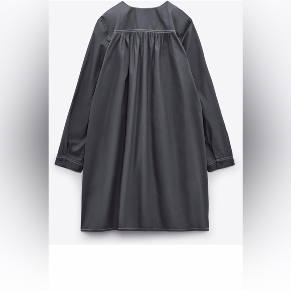 ZARA WOMAN ESPECIAL EDITION TOPSTITCHED MINI DRESS SIZE S COLOR GREY NWT - Picture 8 of 10
